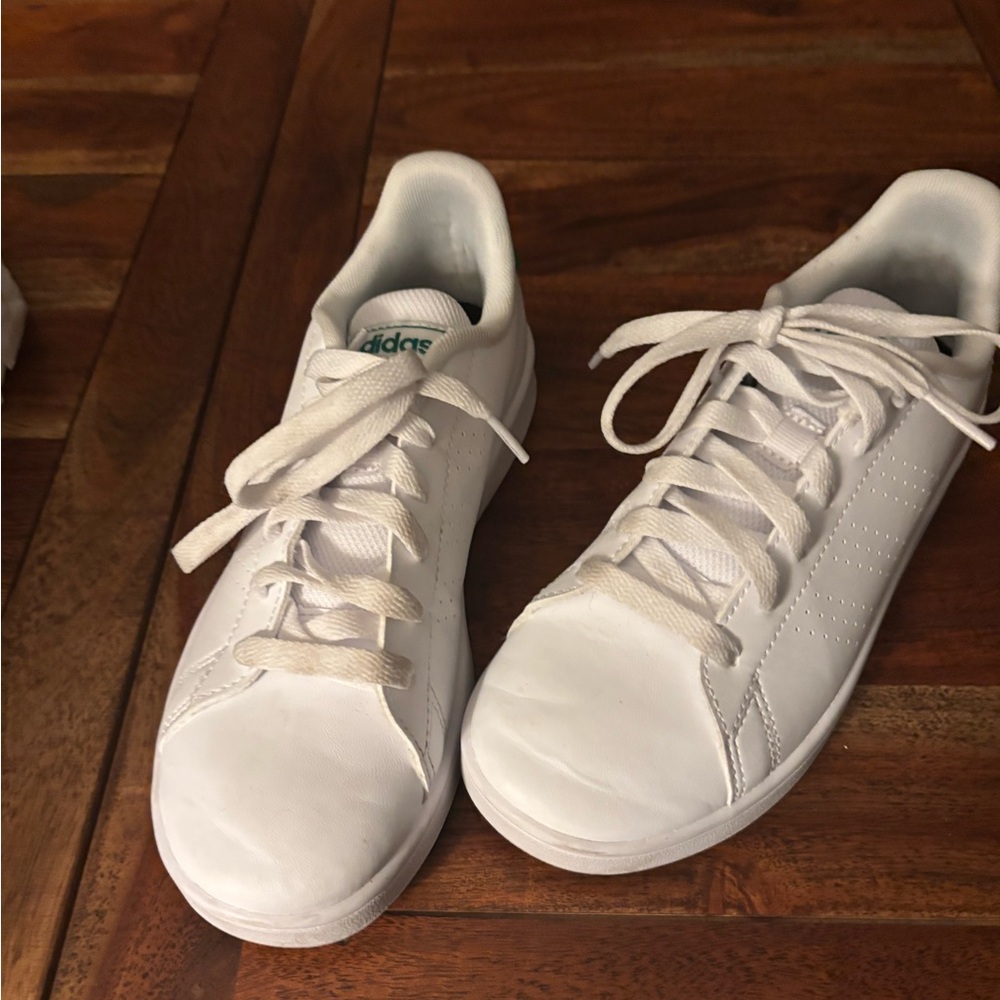 Adidas White Sneakers with Green Accents